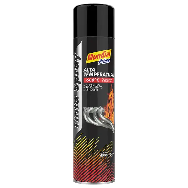 Tinta Spray Alta Temperatura 600°C Mundial Prime 400ml / 240g