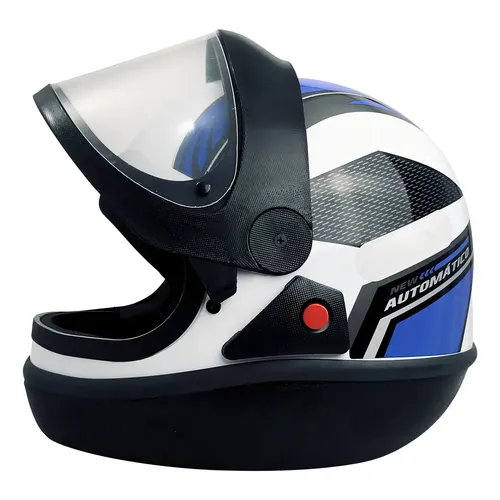 Capacete Automático Bolt Branco/azul EBF