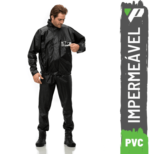 Capa de Chuva de PVC Motoqueiro Impermeável com Bolso - Pantaneiro