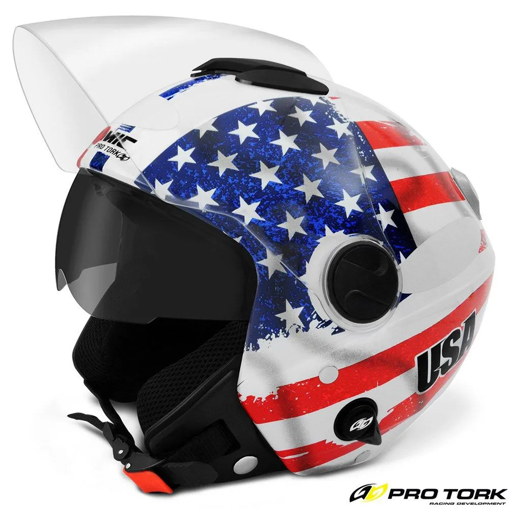 Capacete New Atomic USA Vermelha com Azul Pro Tork